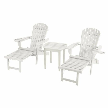 SEATSOLUTIONS Oceanic Collection Adirondack Chaise Lounge Chair, White - Set of 2 SE3275344